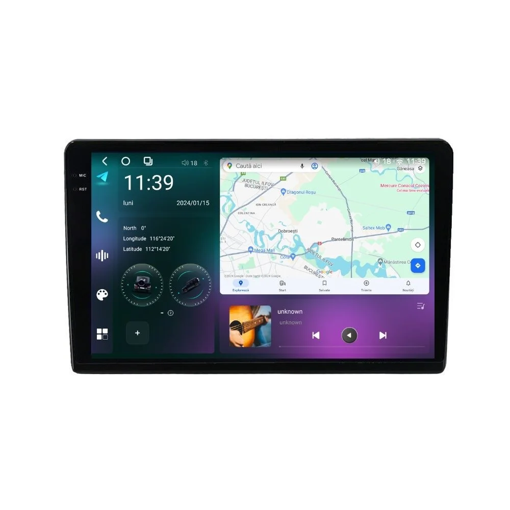 Navigatie dedicata cu Android Fiat Panda 2003 - 2012, 12GB RAM, Radio GPS Dual Zone, Display 2K QLED 9.5" Touchscreen, Internet Wi-Fi si slot SIM 4G, Bluetooth, MirrorLink, USB