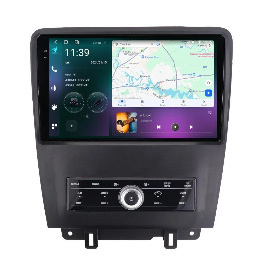 Navigatie dedicata cu Android Ford Mustang 2009 - 2014, 12GB RAM, Radio GPS Dual Zone, Display 2K QLED 10.36" Touchscreen, Internet Wi-Fi si slot SIM 4G, Bluetooth, MirrorLink, USB