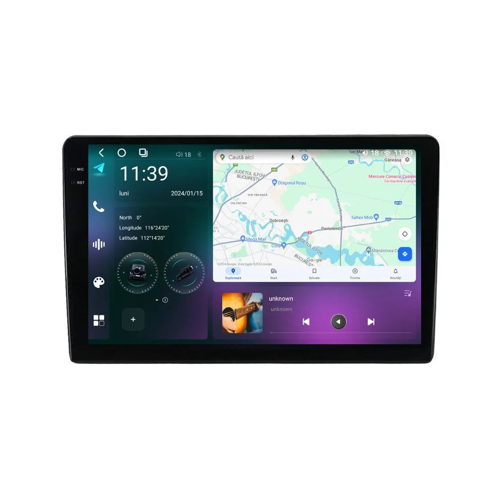 Navigatie dedicata cu Android Fiat 500 2015 - 2020, 12GB RAM, Radio GPS Dual Zone, Display 2K QLED 9.5" Touchscreen, Internet Wi-Fi si slot SIM 4G, Bluetooth, MirrorLink, USB