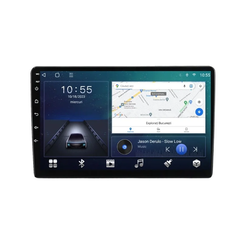 Navigatie dedicata cu Android Fiat 500L dupa 2012, 2GB RAM, Radio GPS Dual Zone, Display HD QLED 10" Touchscreen, Internet Wi-Fi si slot SIM 4G, Bluetooth, MirrorLink, USB