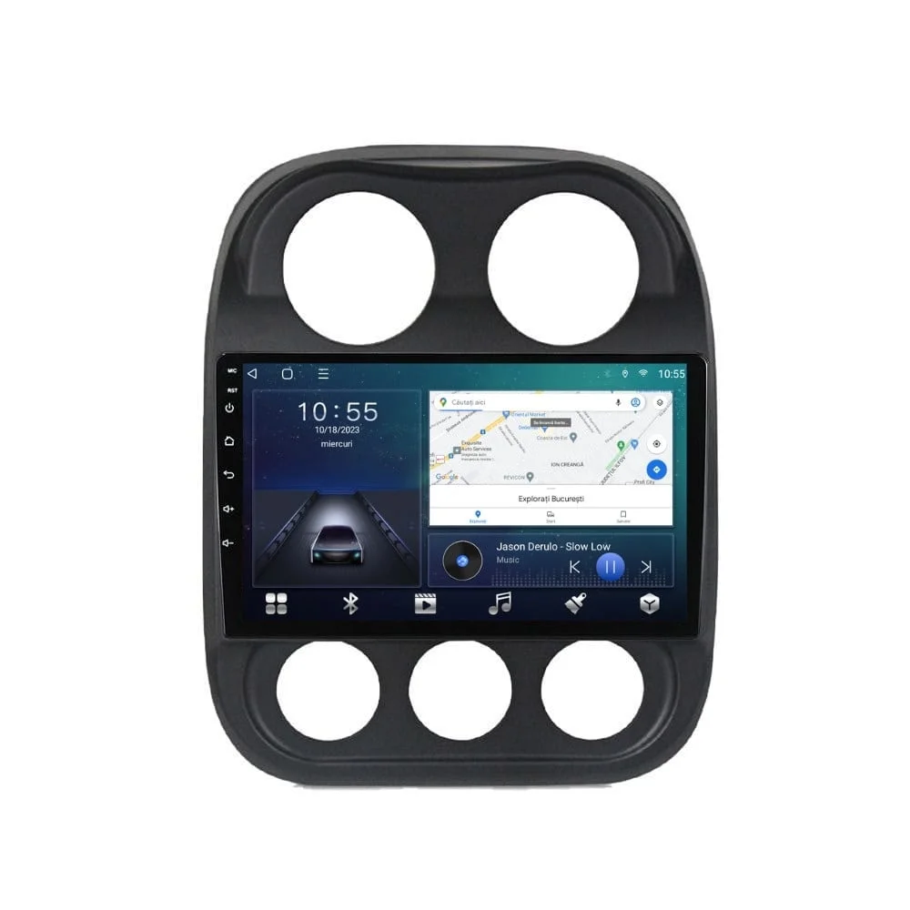 Navigatie dedicata cu Android Jeep Patriot I 2011 - 2017, 2GB RAM, Radio GPS Dual Zone, Display HD QLED 10" Touchscreen, Internet Wi-Fi si slot SIM 4G, Bluetooth, MirrorLink, USB