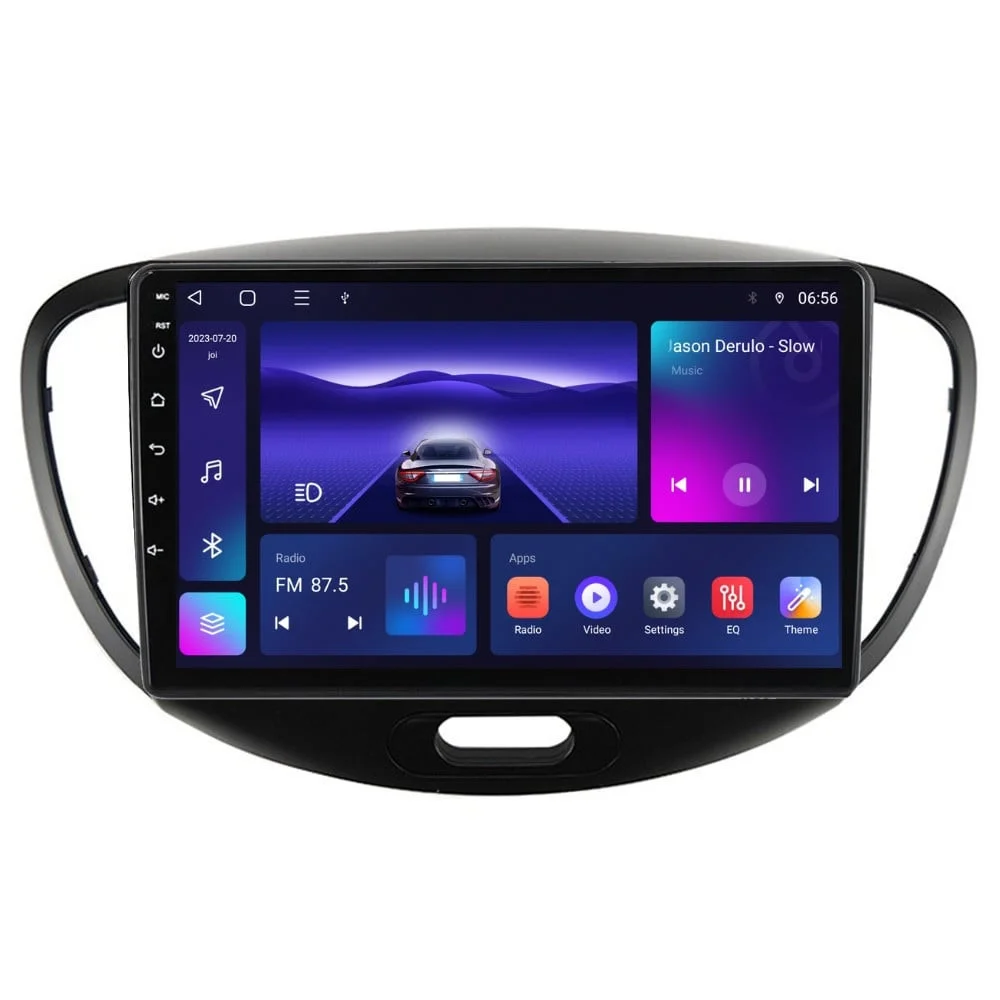 Navigatie dedicata cu Android Hyundai i10 2007 - 2013, 3GB RAM, Radio GPS Dual Zone, Display HD QLED 9" Touchscreen, Internet Wi-Fi si slot SIM 4G, Bluetooth, MirrorLink, USB